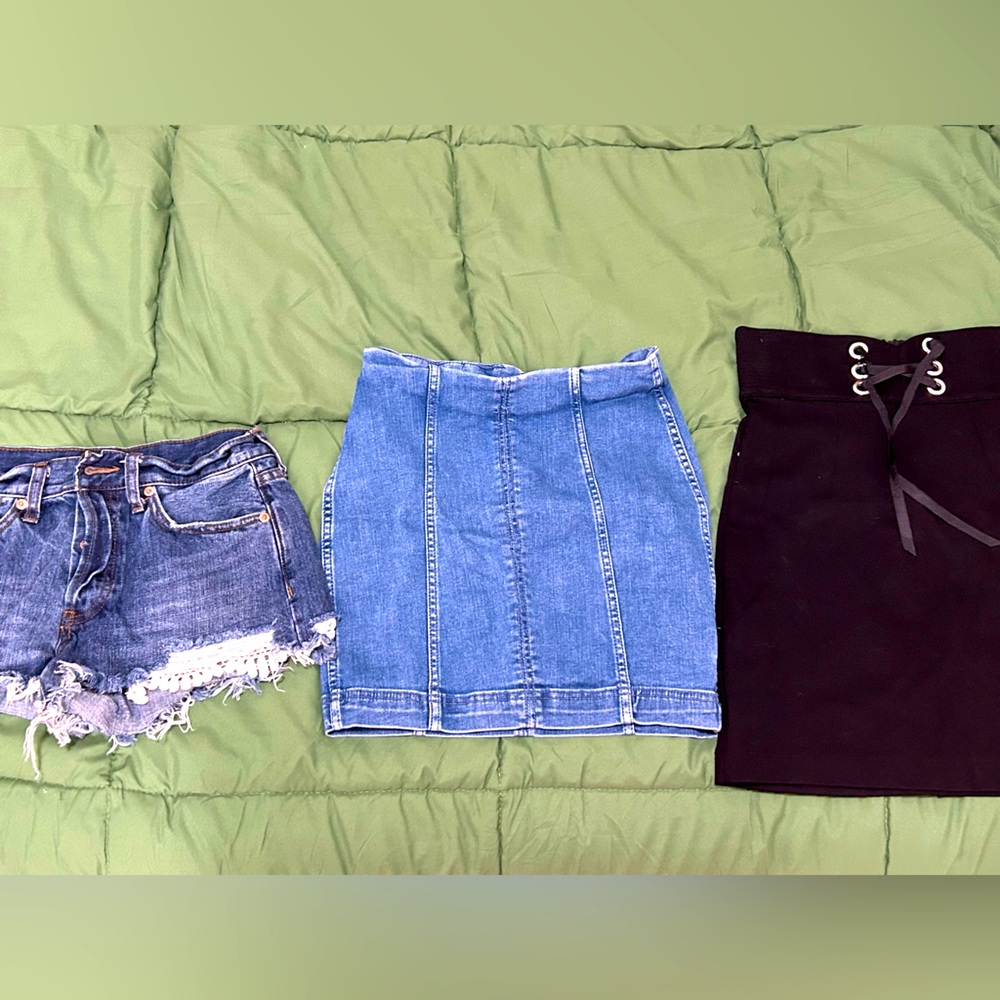 Free People and top shop skirts and shorts